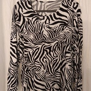Chico's Black‎ and White Zebra Print Shirt